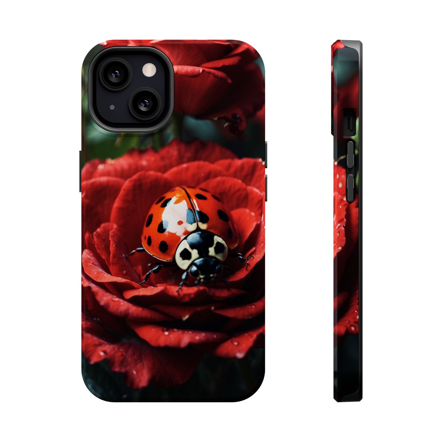 Elegant Rose & Ladybug Charm - MagSafe iPhone Case