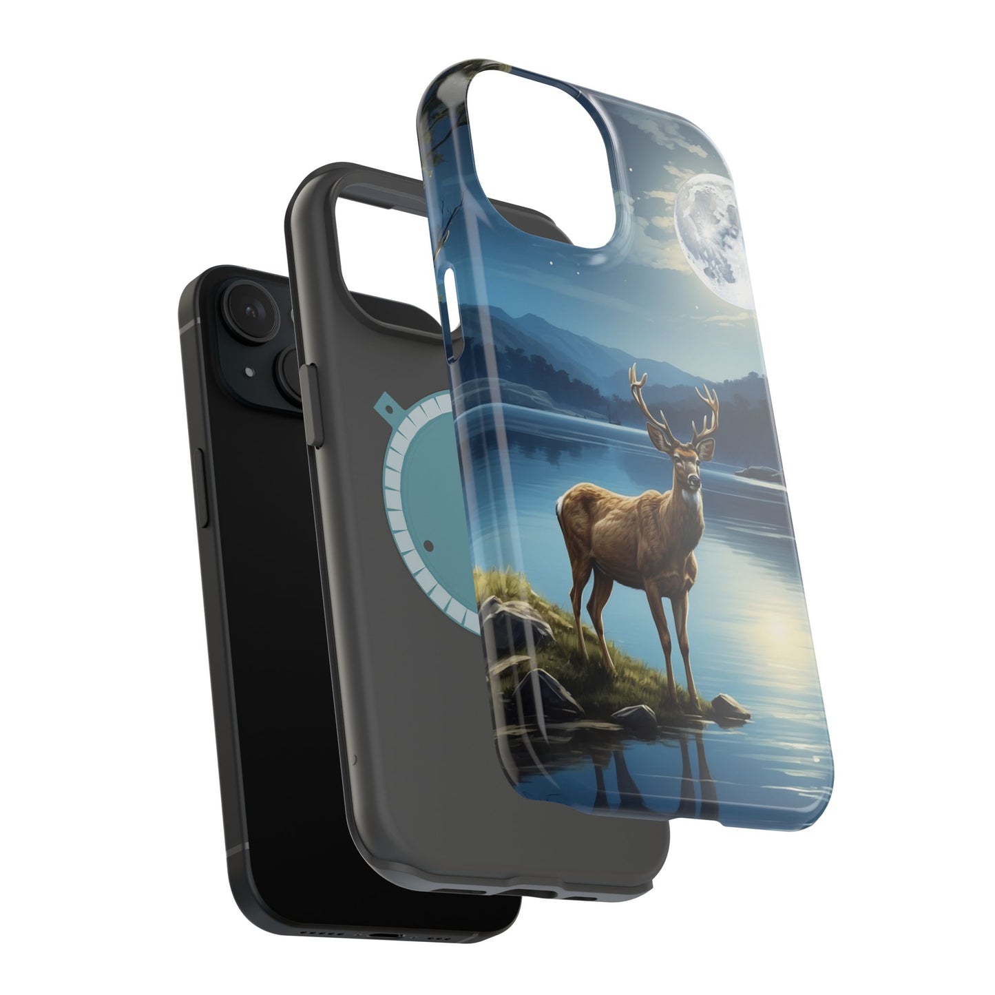 Moonlit Elegance: Stag by the Lake – MagSafe iPhone Case