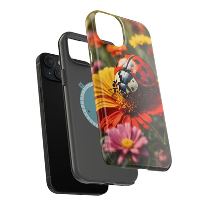 Ladybug on Orange Daisy - MagSafe iPhone Case