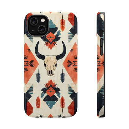 Southwestern Boho Skull Tough MagSafe iPhone Case – Durable Matte Finish, Dual-Layer Protection