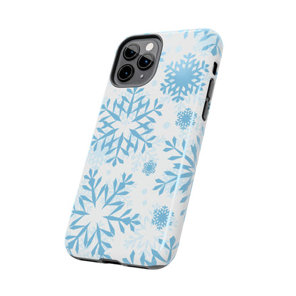 Frosty Blue Snowflakes iPhone Case – Shockproof, Smooth Matte Finish, Dual-Layer Design