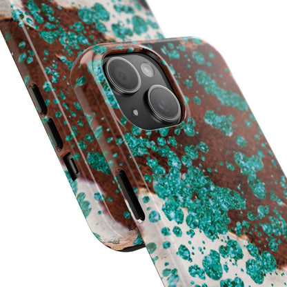 Teal Glitter Cowhide - iPhone Series Case