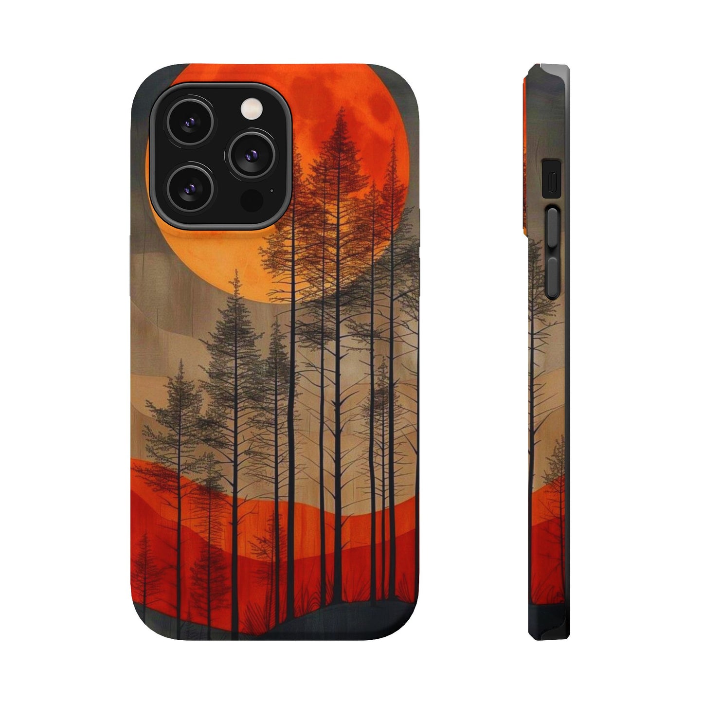 Moody Forest Moonrise MagSafe iPhone Case – Dark Landscape Design, Dual-Layer Protection