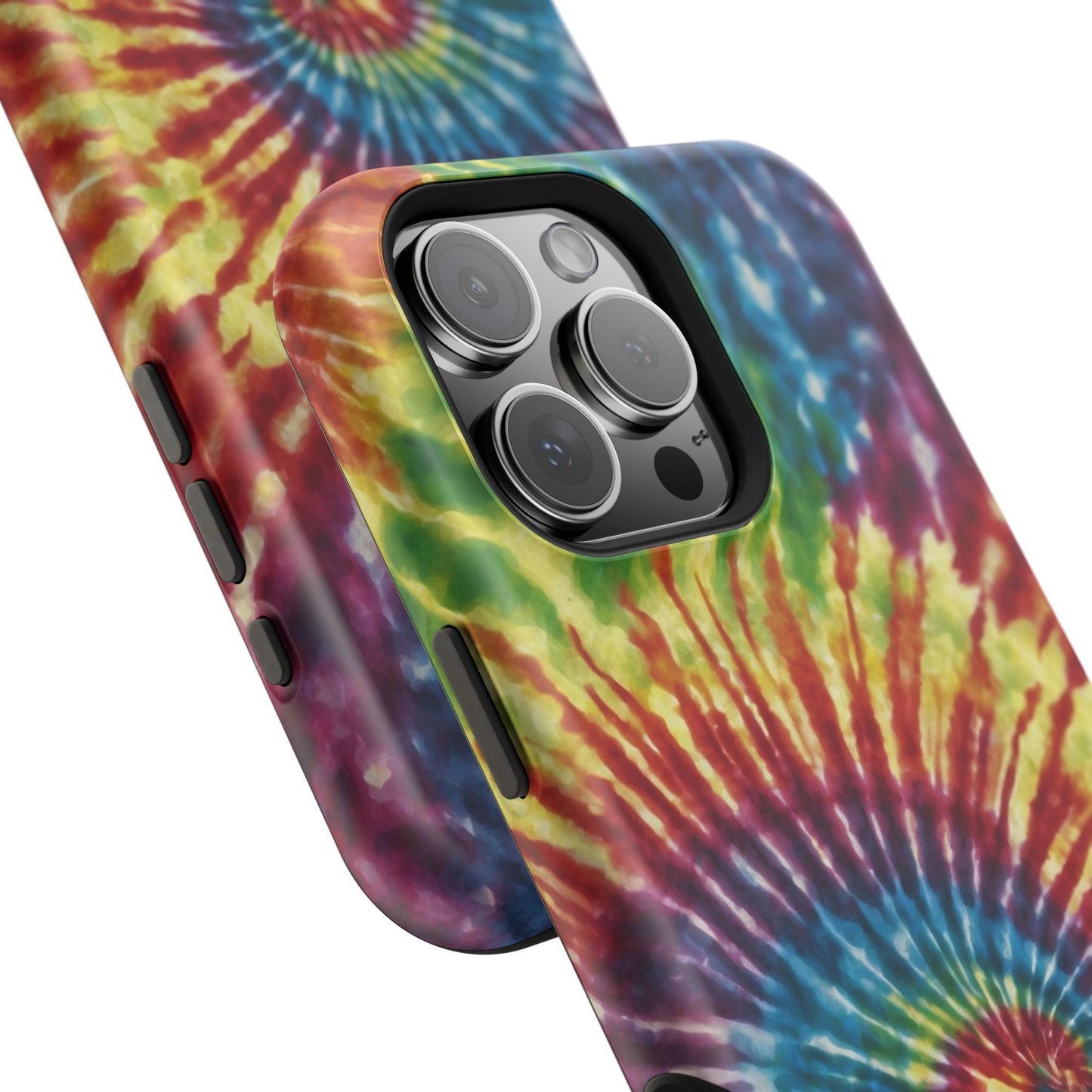 Vibrant Spiral Tie-Dye MagSafe Case – Retro Rainbow Design