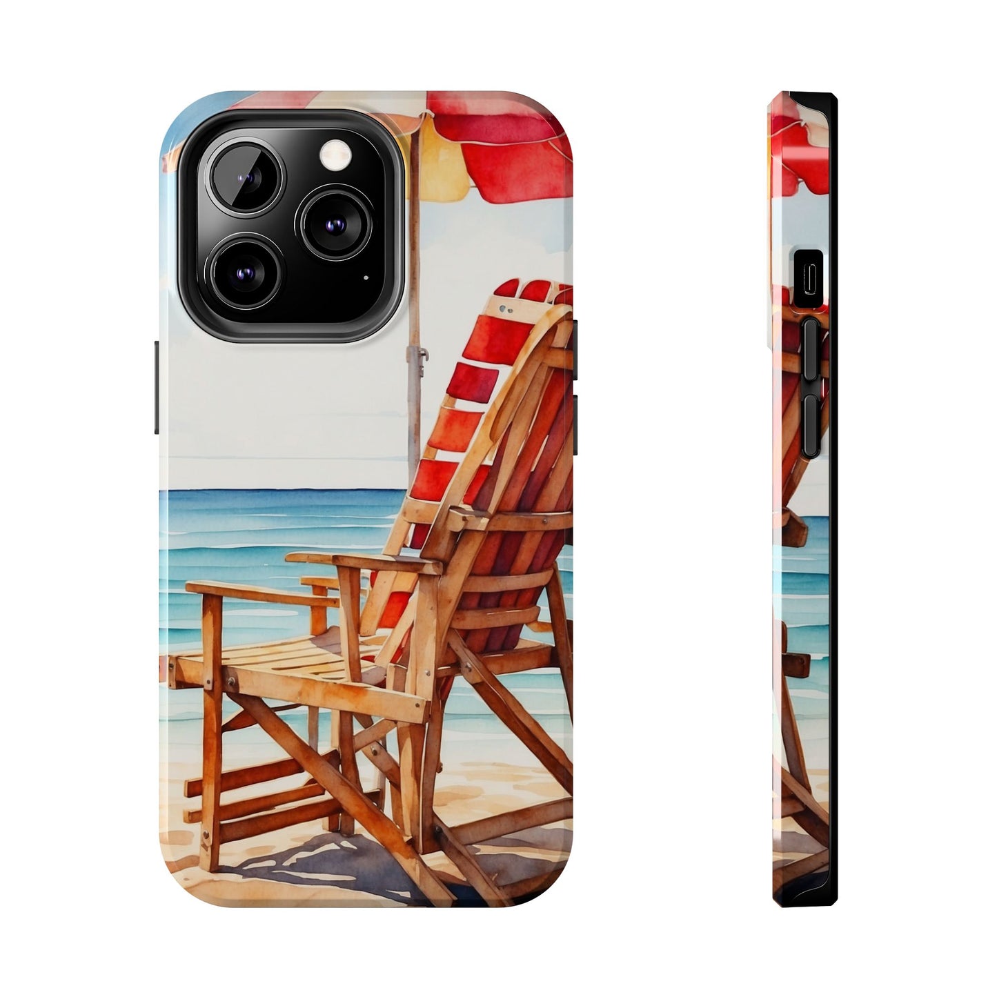 Beach Bliss iPhone Series Case – Relaxing Seaside Chair and Umbrella Design