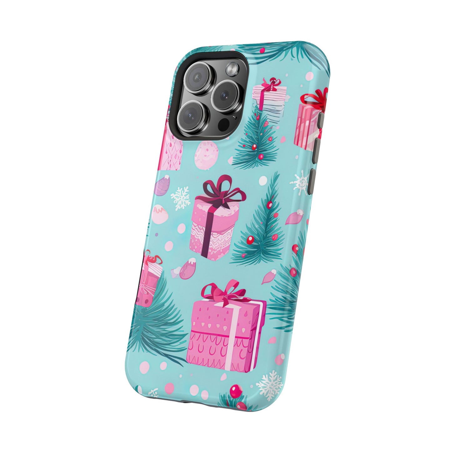 Festive Pink Christmas Gifts and Evergreen MagSafe iPhone Case – Holiday Theme, Protective Cover