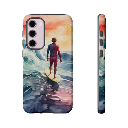 Surfer’s Sunset Wave Samsung Galaxy Case – Vibrant Watercolor Design