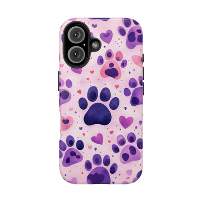 Purple Paw Print iPhone Case - Playful Pet Lover’s Protective Cover