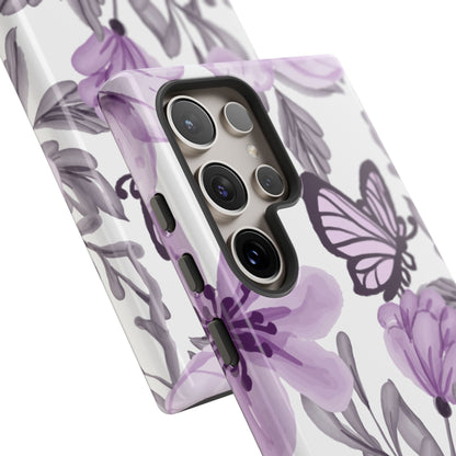 Lavender Bloom Butterfly Samsung Galaxy Case – Delicate Floral Design with Watercolor Details