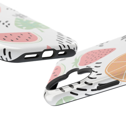 Tropical Fruit Fiesta Tough MagSafe iPhone Case – Fun Watermelon, Pineapple, and Citrus Design