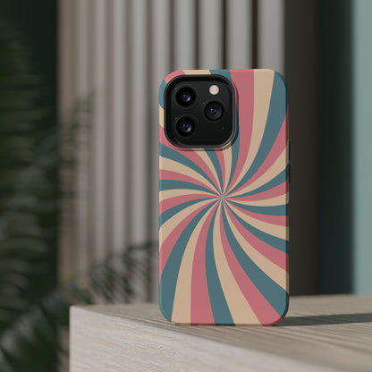 Vintage Pastel Swirl MagSafe iPhone Case – Dual-Layer Protection with 70s-Inspired Design