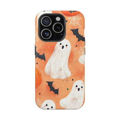 Spooky Cute Ghost MagSafe iPhone Case – Halloween Ghosts, Pumpkins, Bats & Cobwebs Design