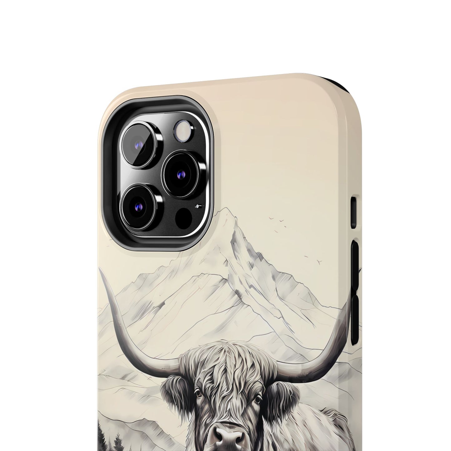 Highland Cow with Majestic Mountain Valley Backdrop | Western Cowgirl Phone Cases