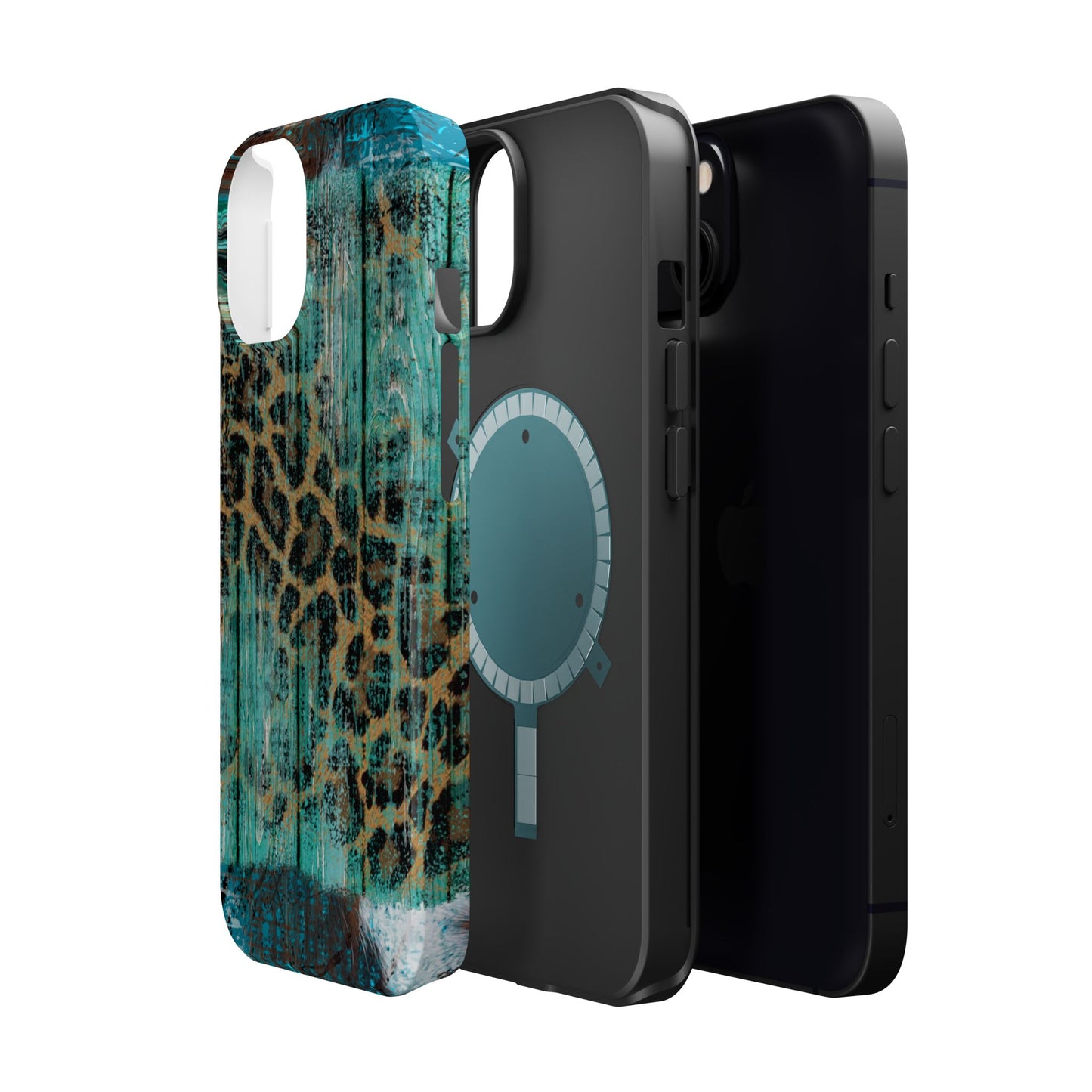 Turquoise Rustic Leopard Wood - MagSafe  iPhone Series Case