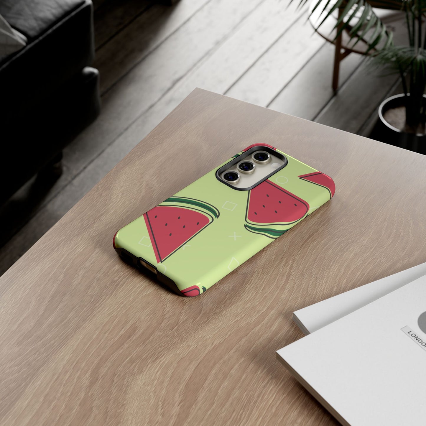 Watermelon Slice Samsung Galaxy Case – Fresh & Fun Design with Retro Geometric Pattern