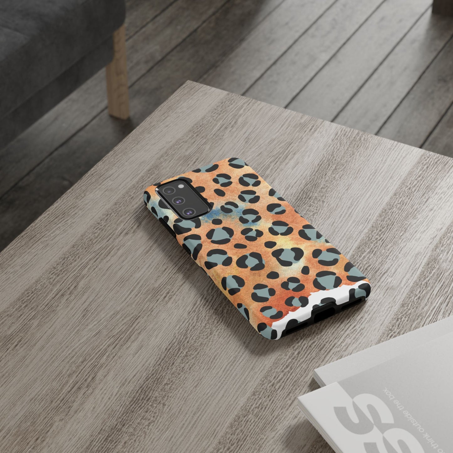 Sunset Watercolor Leopard Print Tough Samsung Galaxy Case – Artistic Animal Pattern with Dual-Layer Protection