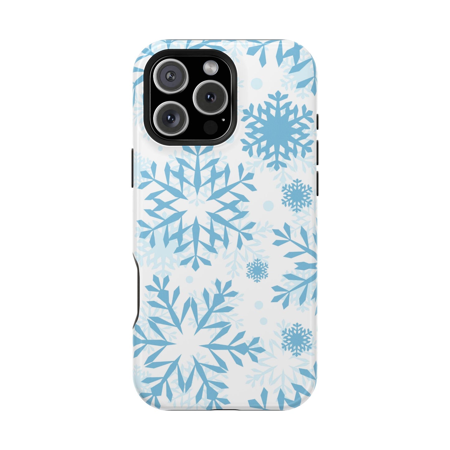 Frosty Blue Snowflakes MagSafe iPhone Case – Shockproof, Smooth Matte Finish, Dual-Layer Design