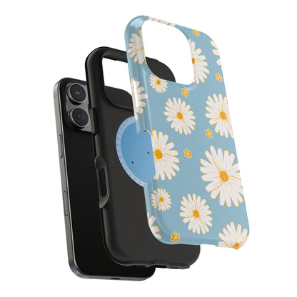 Bright Daisy MagSafe iPhone Case – Light Blue Background, Shockproof and Slim Design