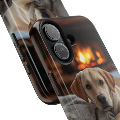 Cozy Golden Retriever by the Fireplace - iPhone Series Case