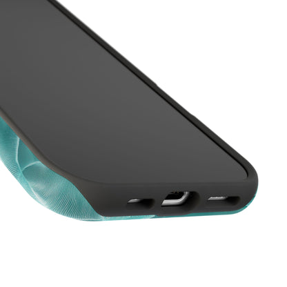 Elegant Flowing Teal Fabric MagSafe iPhone Case – Soft Waves Design