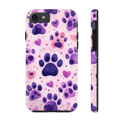 Purple Paw Print iPhone Case - Playful Pet Lover’s Protective Cover