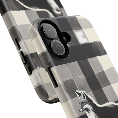 Black White Fox Phone Case - Monochrome Mystique