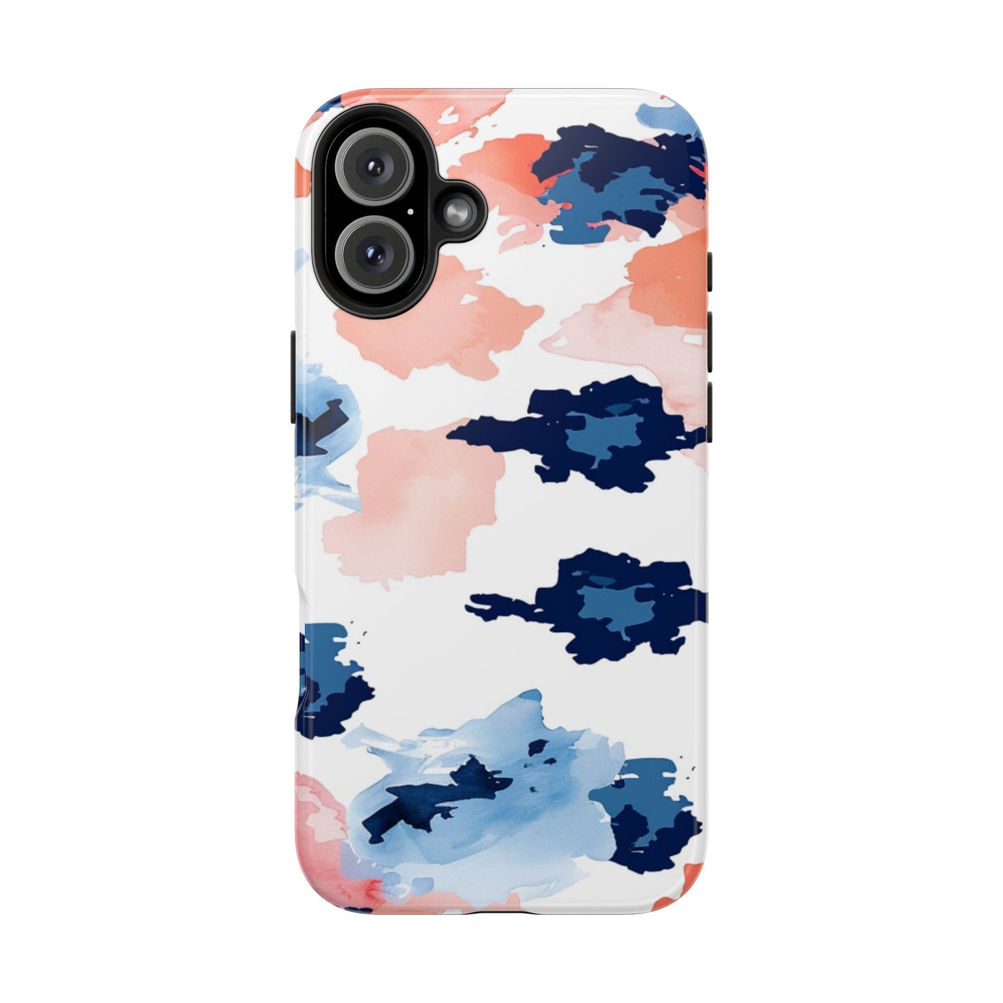 Abstract Coral & Navy Watercolor Design – iPhone Case