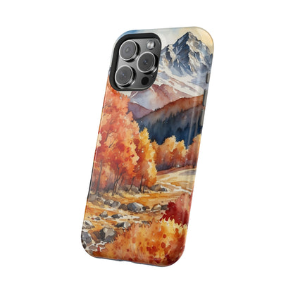 Watercolor Autumn Forest and Mountains - MagSafe iPhone Case