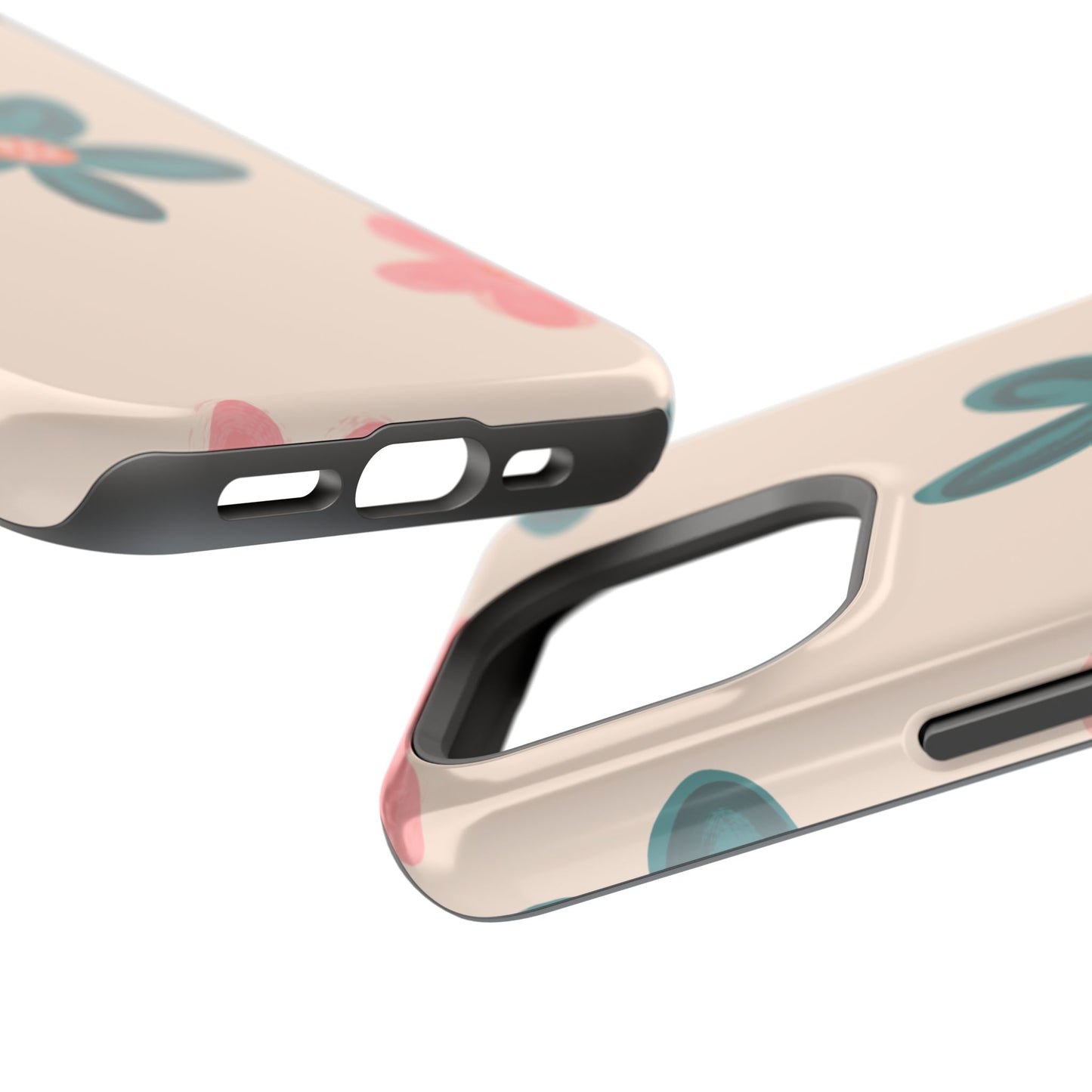 Vintage Floral Tough MagSafe iPhone Case – Soft Matte Finish with Dual-Layer Protection