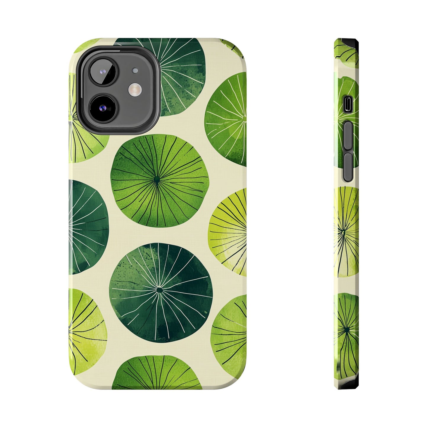 Watercolor Lily Pads iPhone Case – Shockproof, Matte Finish, Dual-Layer Protection