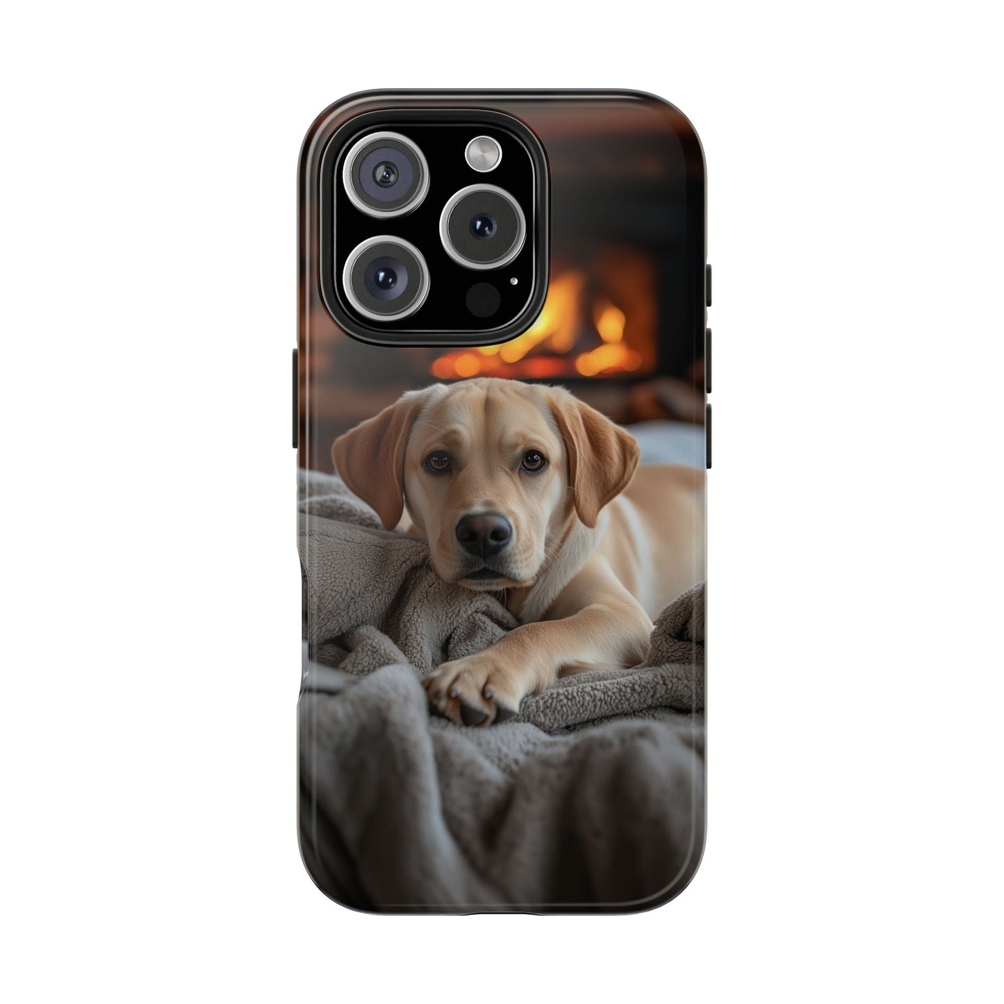 Cozy Golden Retriever by the Fireplace - iPhone Series Case