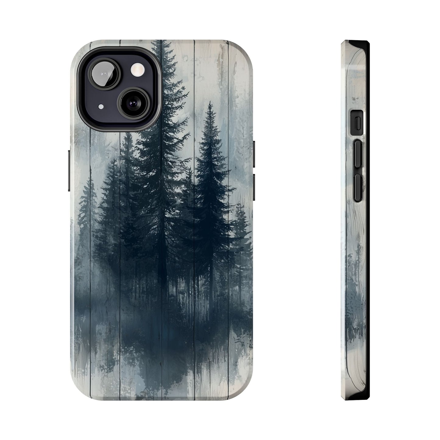 Rustic Pine Forest iPhone Case - Blue Toned Woodland Country Design