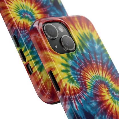 Retro Tie-Dye Swirl iPhone Case – Rainbow Spiral Design