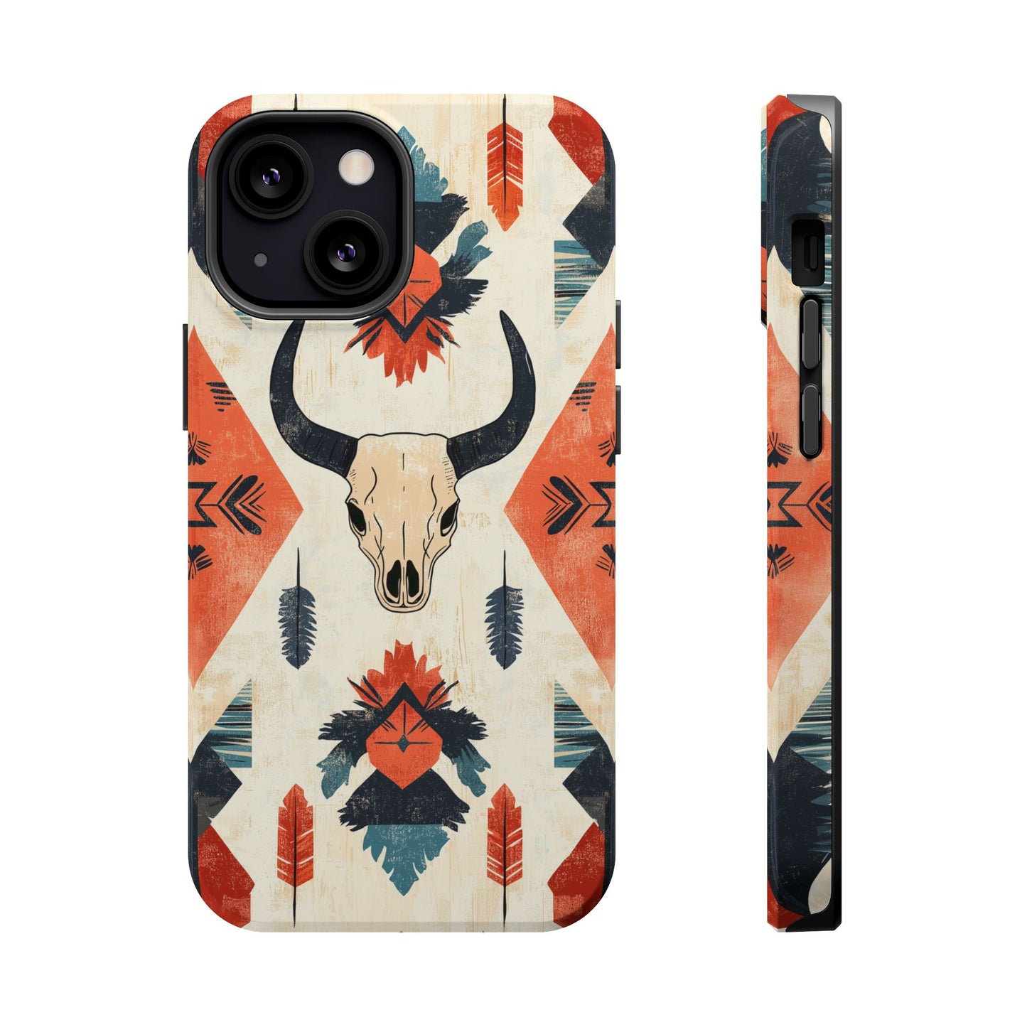 Southwestern Boho Skull Tough MagSafe iPhone Case – Durable Matte Finish, Dual-Layer Protection