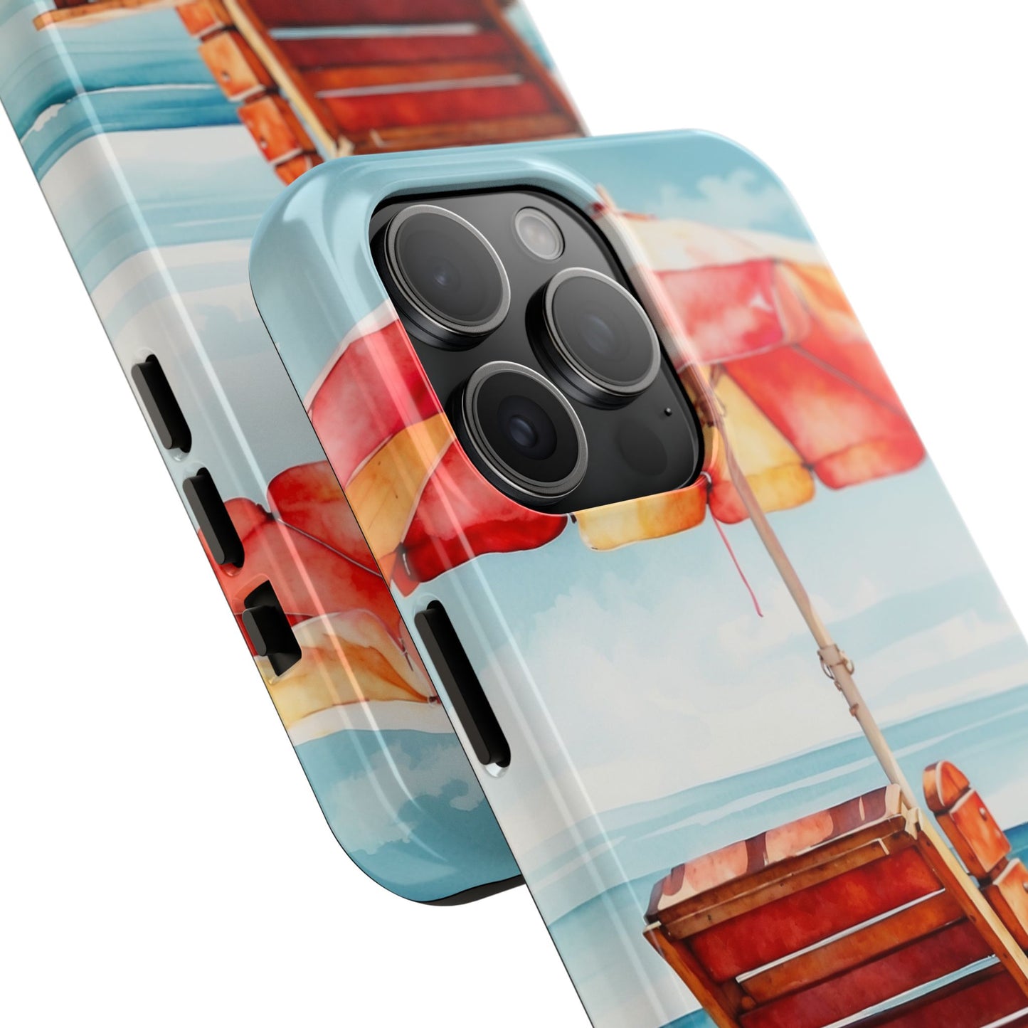 Beachfront Sunset Lounge iPhone Case – Vibrant Watercolor Design