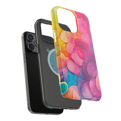 Sunset Petals Watercolor MagSafe iPhone Case – Slim Design, Glossy Finish