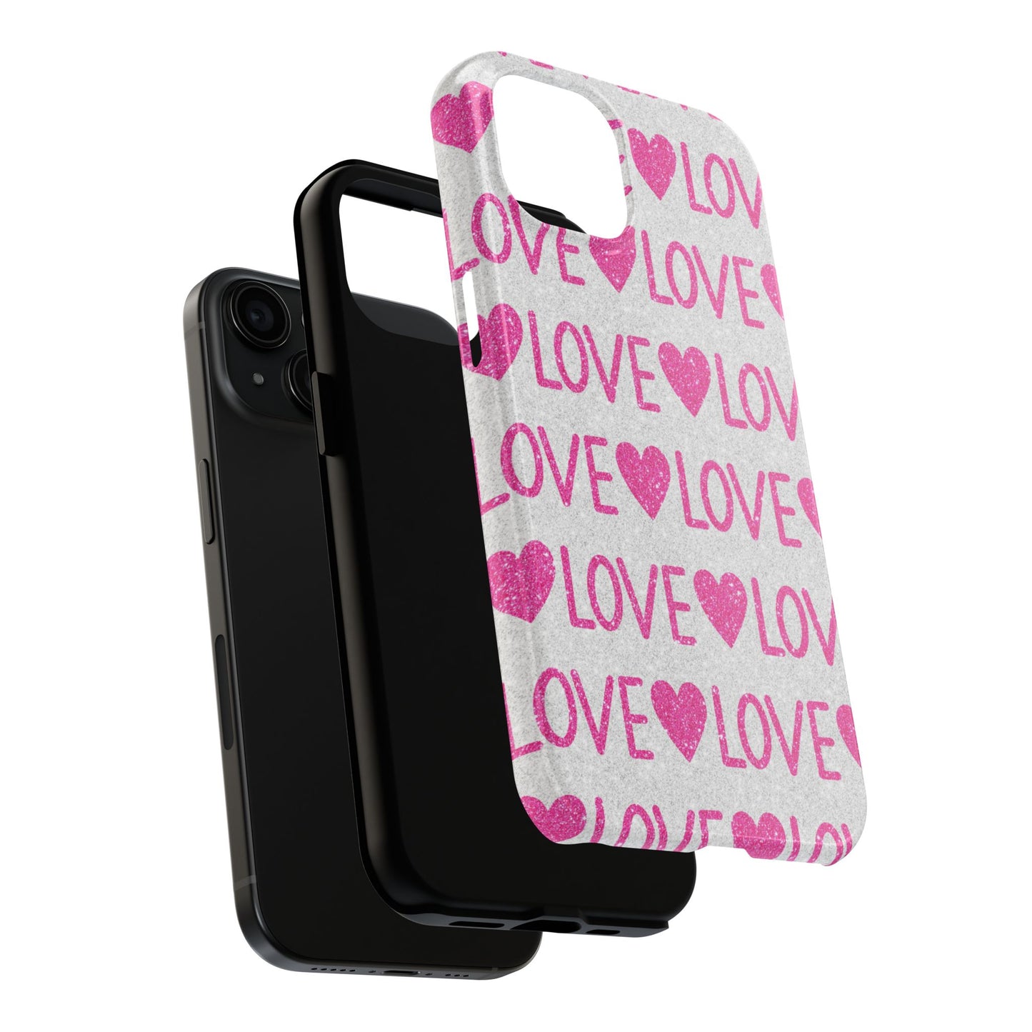 Pink Glitter Love Pattern – iPhone Series Case