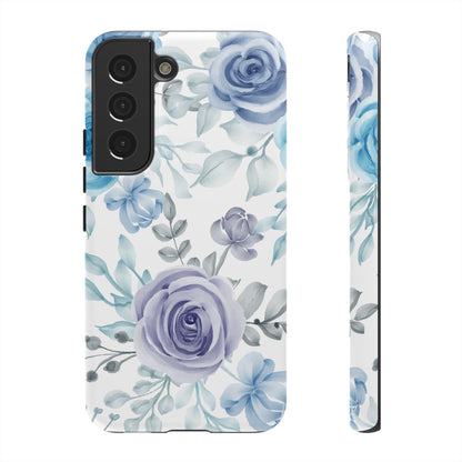 Elegant Blue & Violet Roses Samsung Galaxy Case – Artistic Floral Design for Stylish Protection