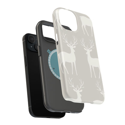 Elegant White Reindeer Pattern – MagSafe iPhone Series Case