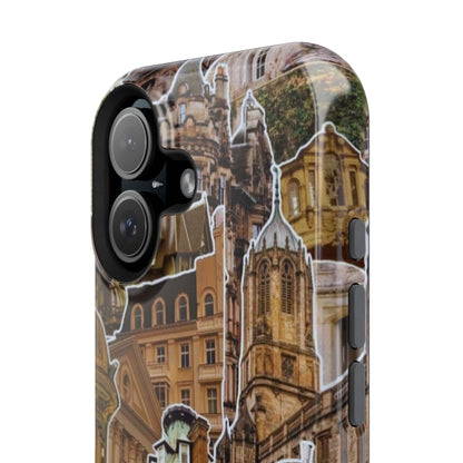 Vintage Architectural Collage MagSafe iPhone Case – Tough Dual-Layer Protection with Matte Finish