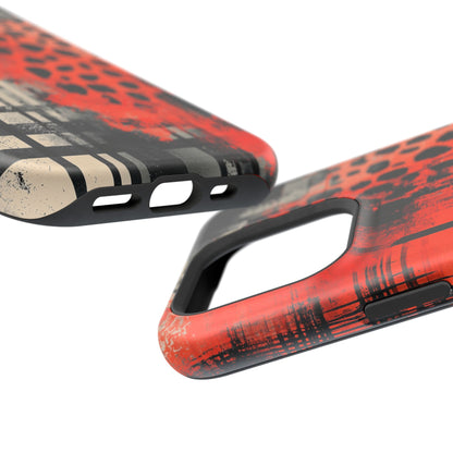 MagSafe iPhone Case: Cheetah Plaid – Red & Black Pattern