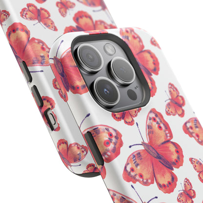 Coral Butterfly MagSafe iPhone Case – Slim, Protective Design with Bold Watercolor Print