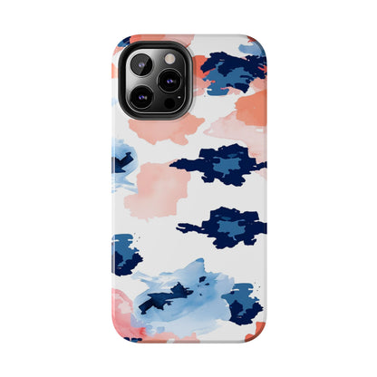 Abstract Coral & Navy Watercolor Design – iPhone Case