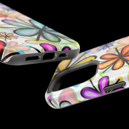 Retro Floral Pop MagSafe iPhone Case – Ultra-Slim Design, High-Gloss Finish