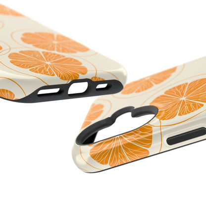 Citrus Burst Pattern Tough MagSafe iPhone Case – Bold Orange Design, Shockproof Protection