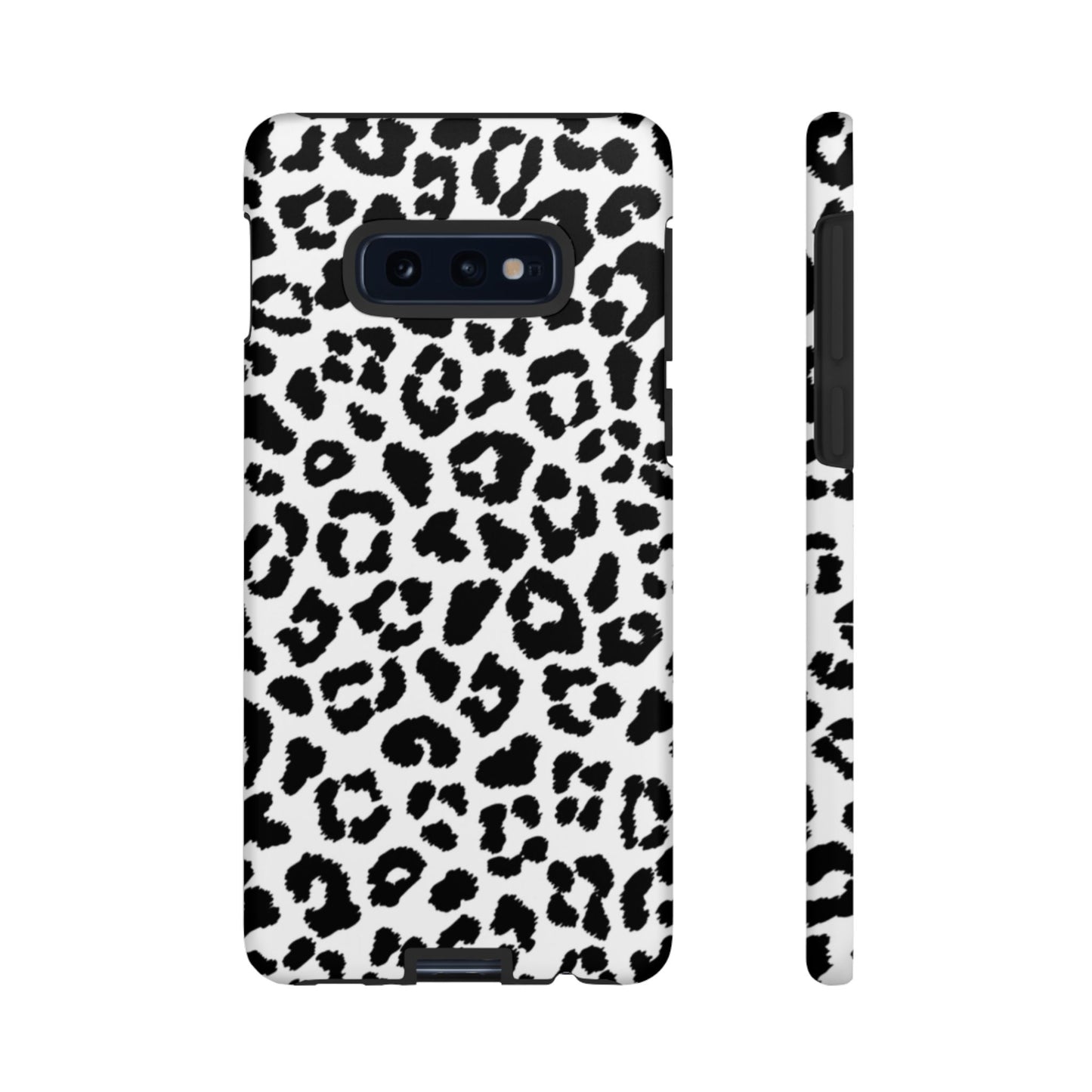 Monochrome Leopard Print Tough Samsung Galaxy Case – Classic Black and White Design with Dual-Layer Protection