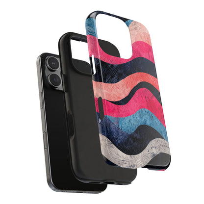 Abstract Wave Pattern iPhone Case – Shockproof, Matte Finish, Dual-Layer Protection