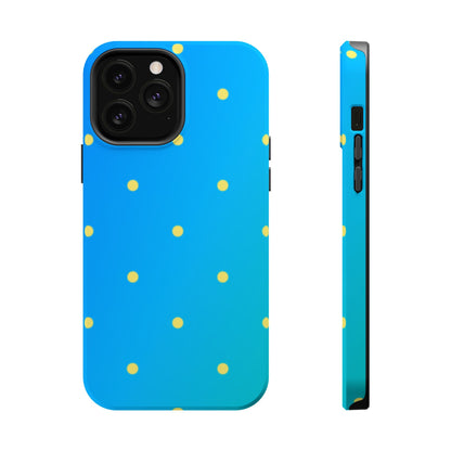 Blue Ocean Gradient Polka Dots MagSafe iPhone Case – Shockproof, Smooth Matte Finish, Dual-Layer Design