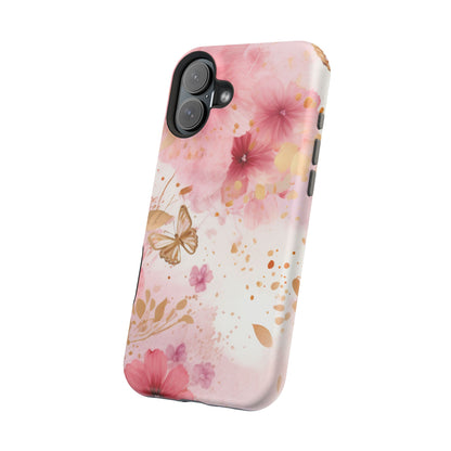 Blush Pink Floral Butterfly - MagSafe iPhone Case