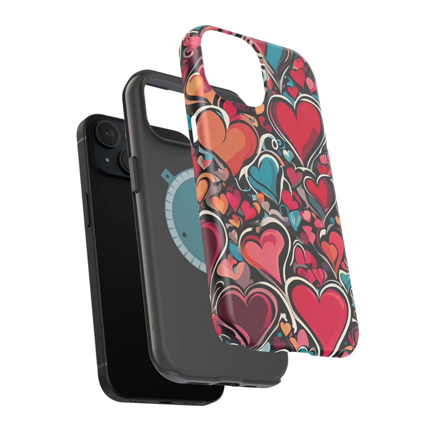 Vibrant Multicolor Heart Art – MagSafe-Compatible iPhone Case